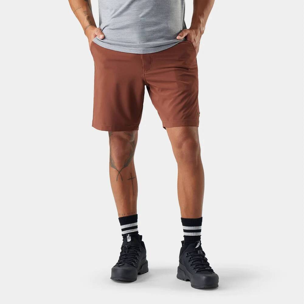 NEW SMARTWOOL woven waistband short in sable brown
